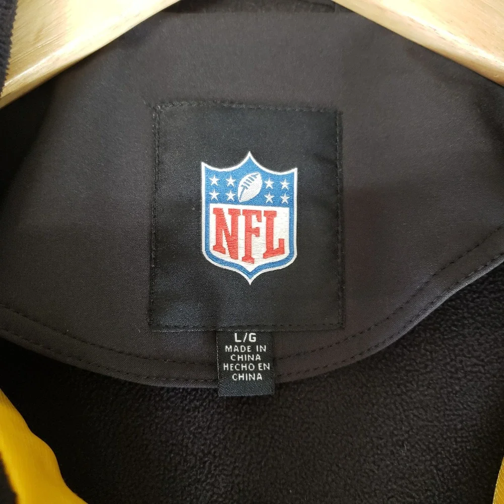NFL Pittsburgh Steelers Jacket Mens Large Black Yellow Softshell Full Zip Logo